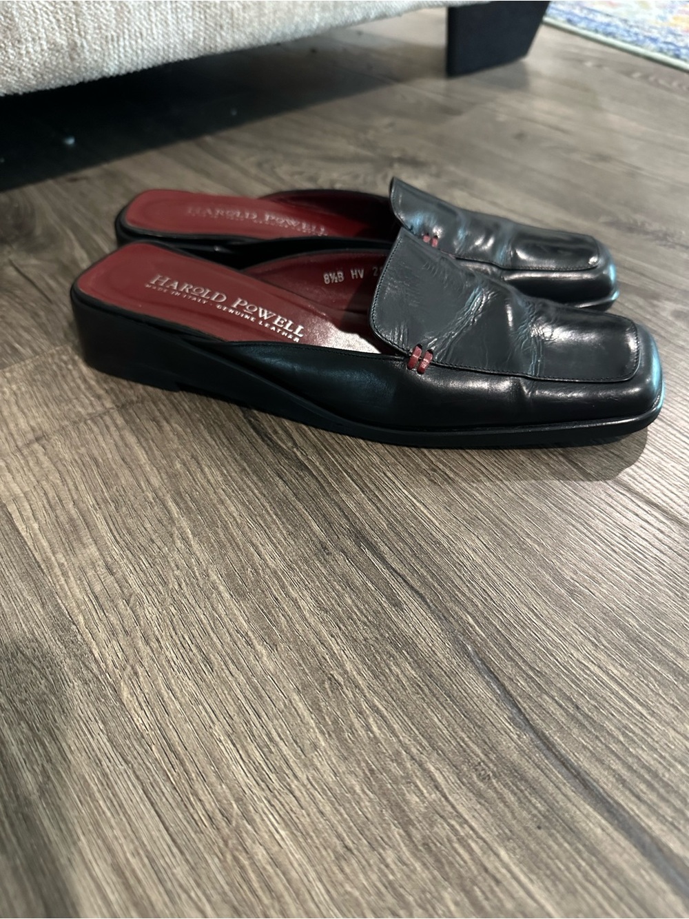 Black Leather Slip-On Loafers, Sz 8.5B - Picture 3 of 6